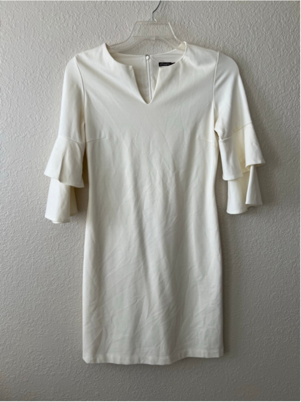 J McLaughlin Letty Dress Bell Sleeve Ivory Women's XS Sophisticated Style